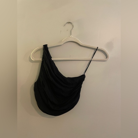 Free People One Shoulder Crop Top with Ruishing - Picture 1 of 4